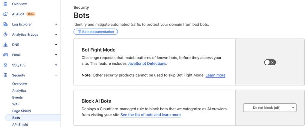 Disable AI Crawlers Old Cloudflare