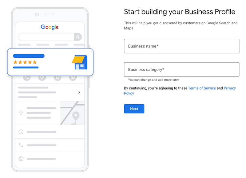 Google Business Profile Name & Category Fields