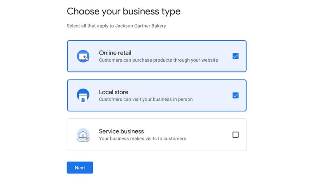 Google Business Profile Type