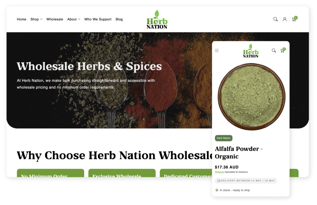 Herb Nation Wholesale Website