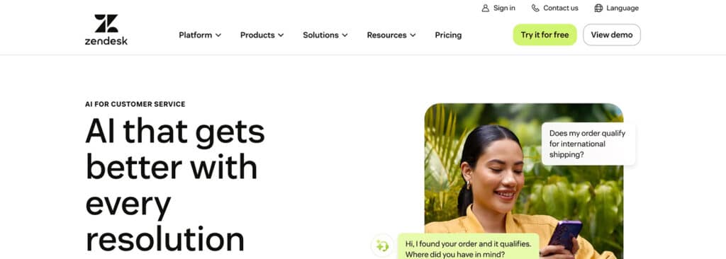 Zendesk AI Chatbot Website